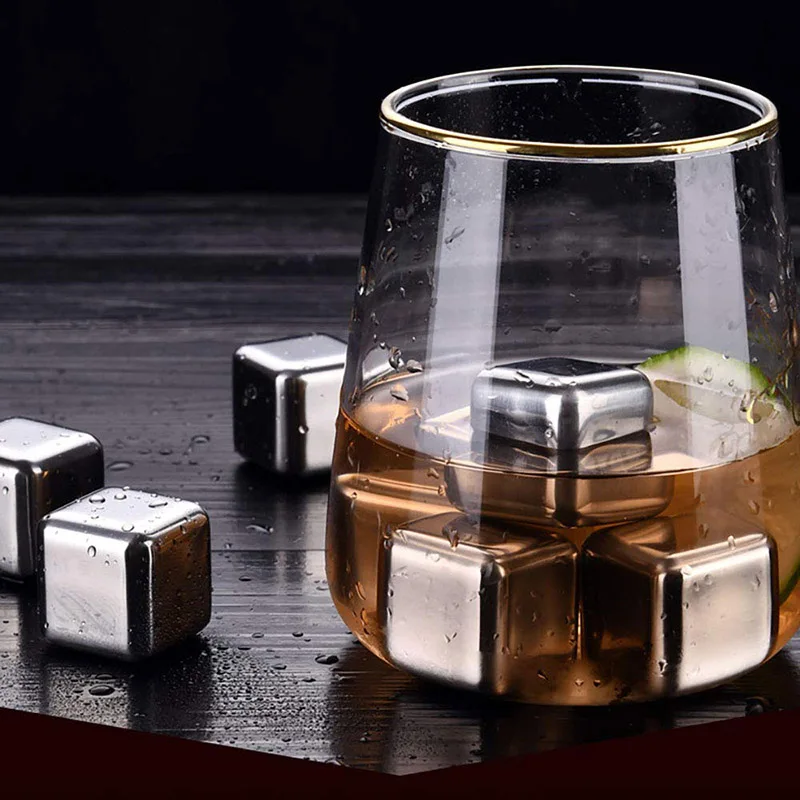 Whiskey Stone Set - Cubos de Gelo Reutilizáveis de Aço