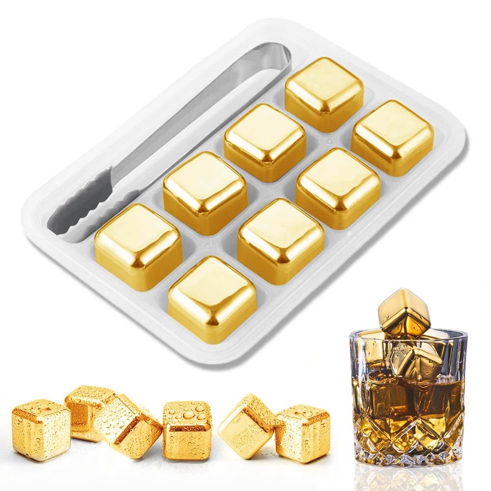 Whiskey Stone Set - Ouro e prata metal resfriamento rochas