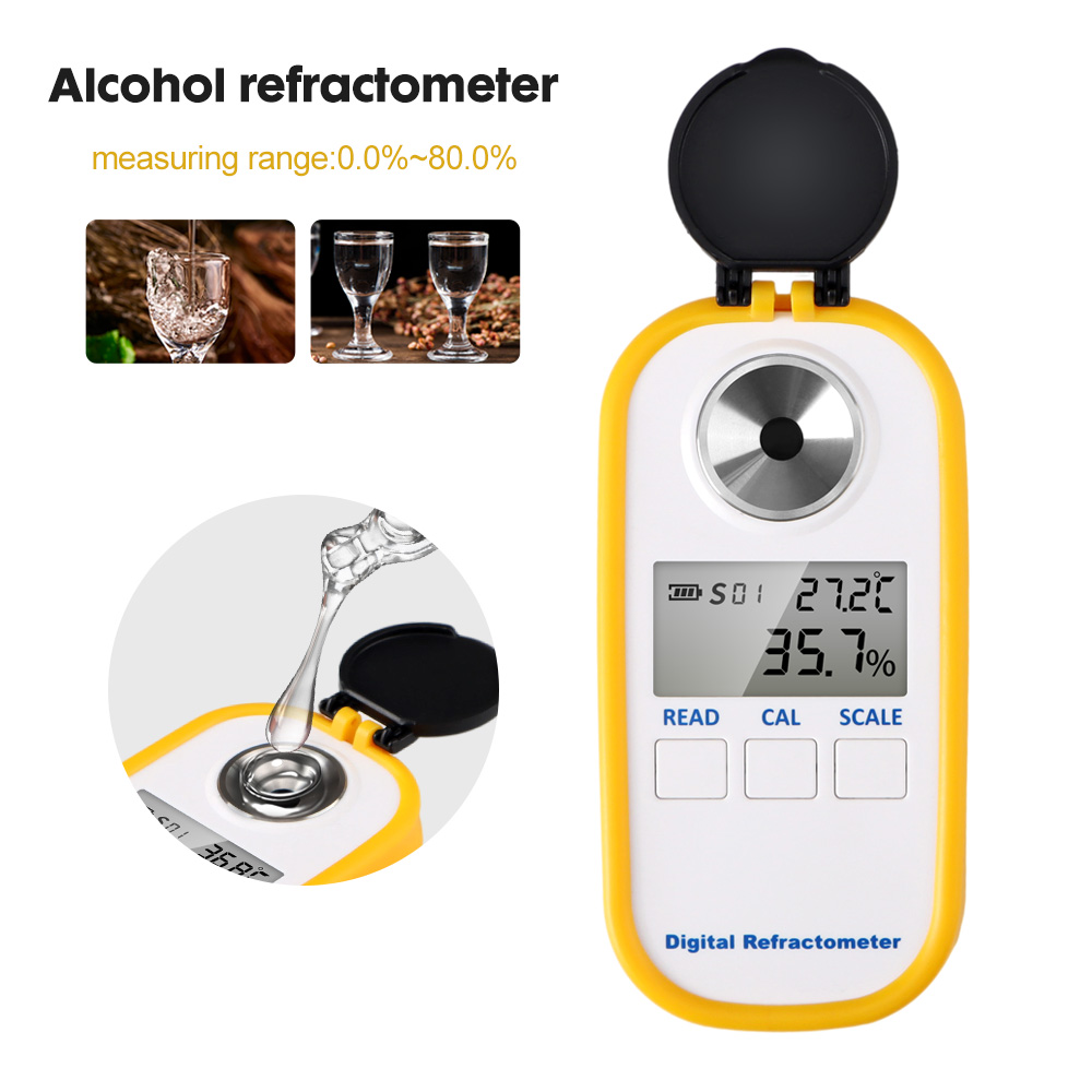 Wine To Beer To Liquor - Refratômetro digital de álcool, 0-80%, display