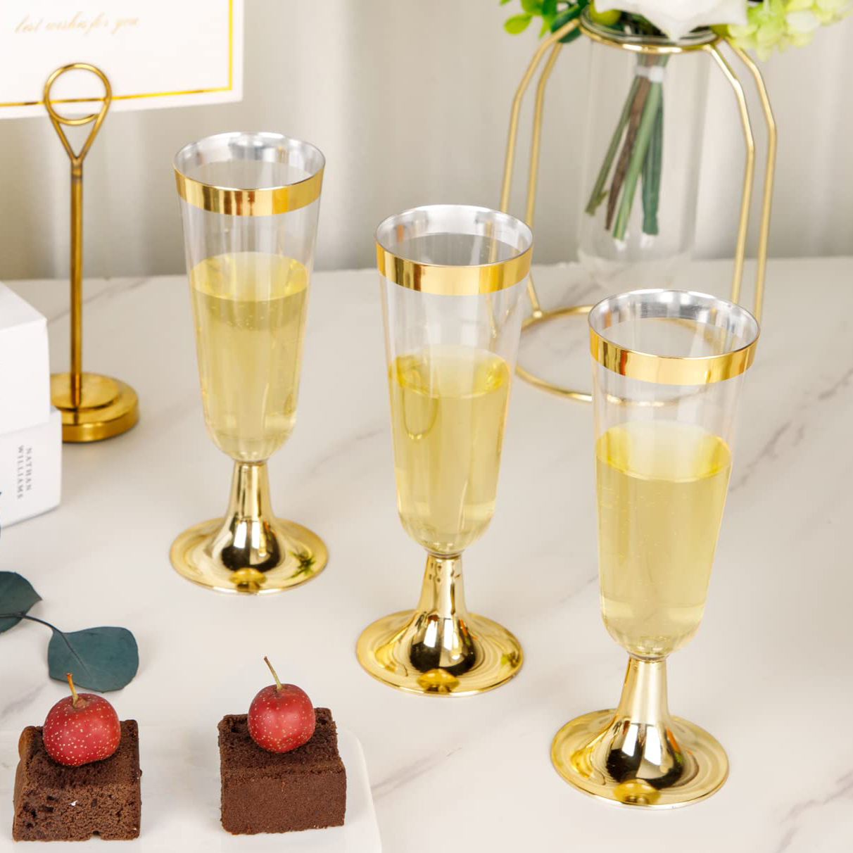 Champagne Flute Pair - Copo de vinho descartável, 50 peças,