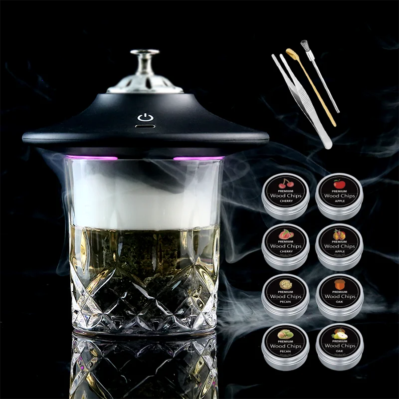 Whiskey Stone Set - Kit Defumador Elétrico Recarregável para Coquetéis