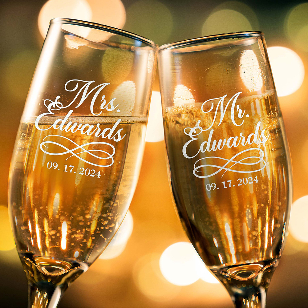 Champagne Flute Pair - Conjunto personalizado de 2 flautas de