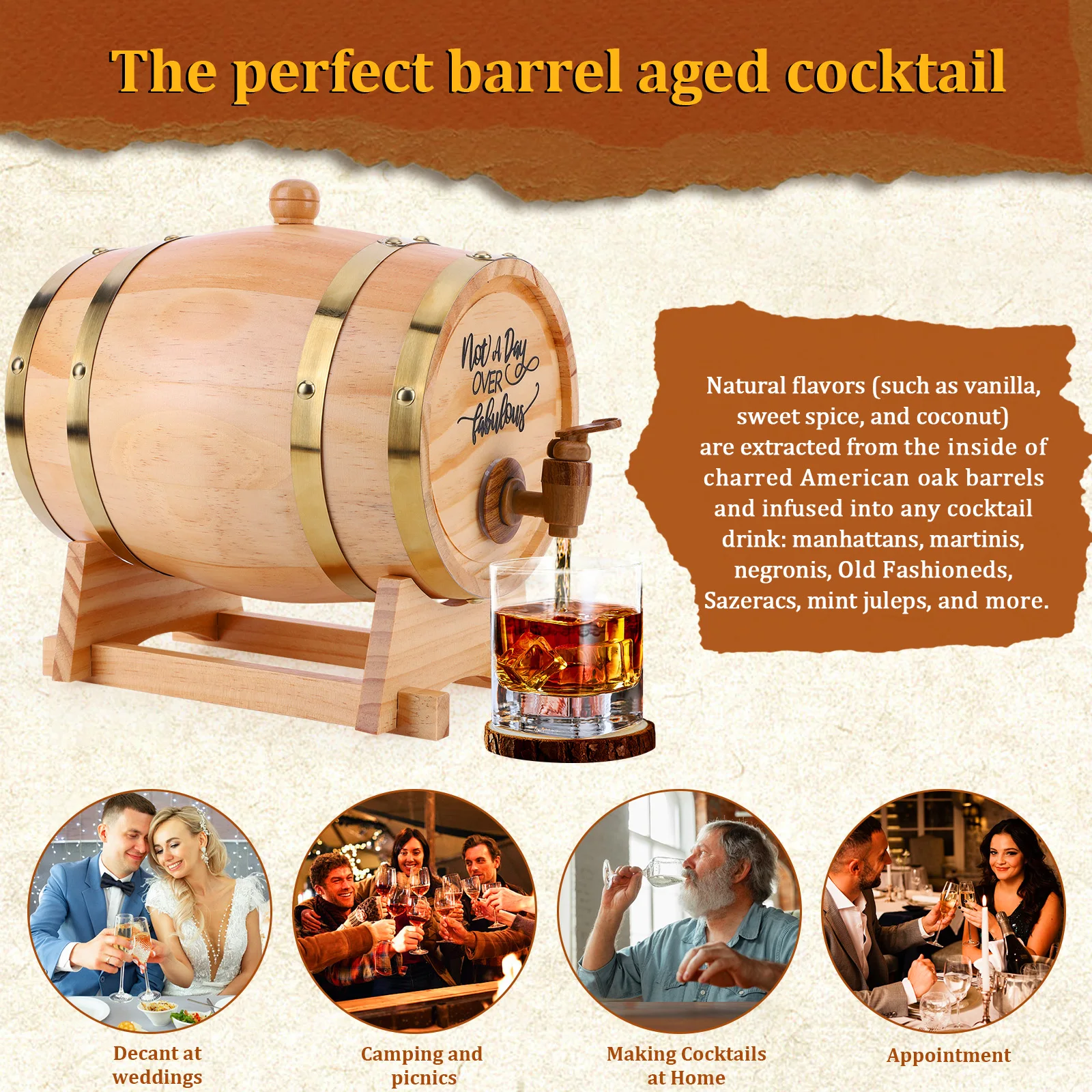 Barril de uísque de madeira 3l - Wine With Beer Cocktail avaliação e preço