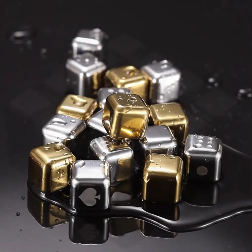 Ouro e prata metal resfriament - Whiskey Stone Set avaliação e preço