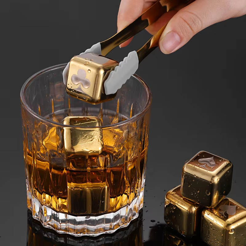 Ouro e prata metal resfriament - Whiskey Stone Set avaliação e preço