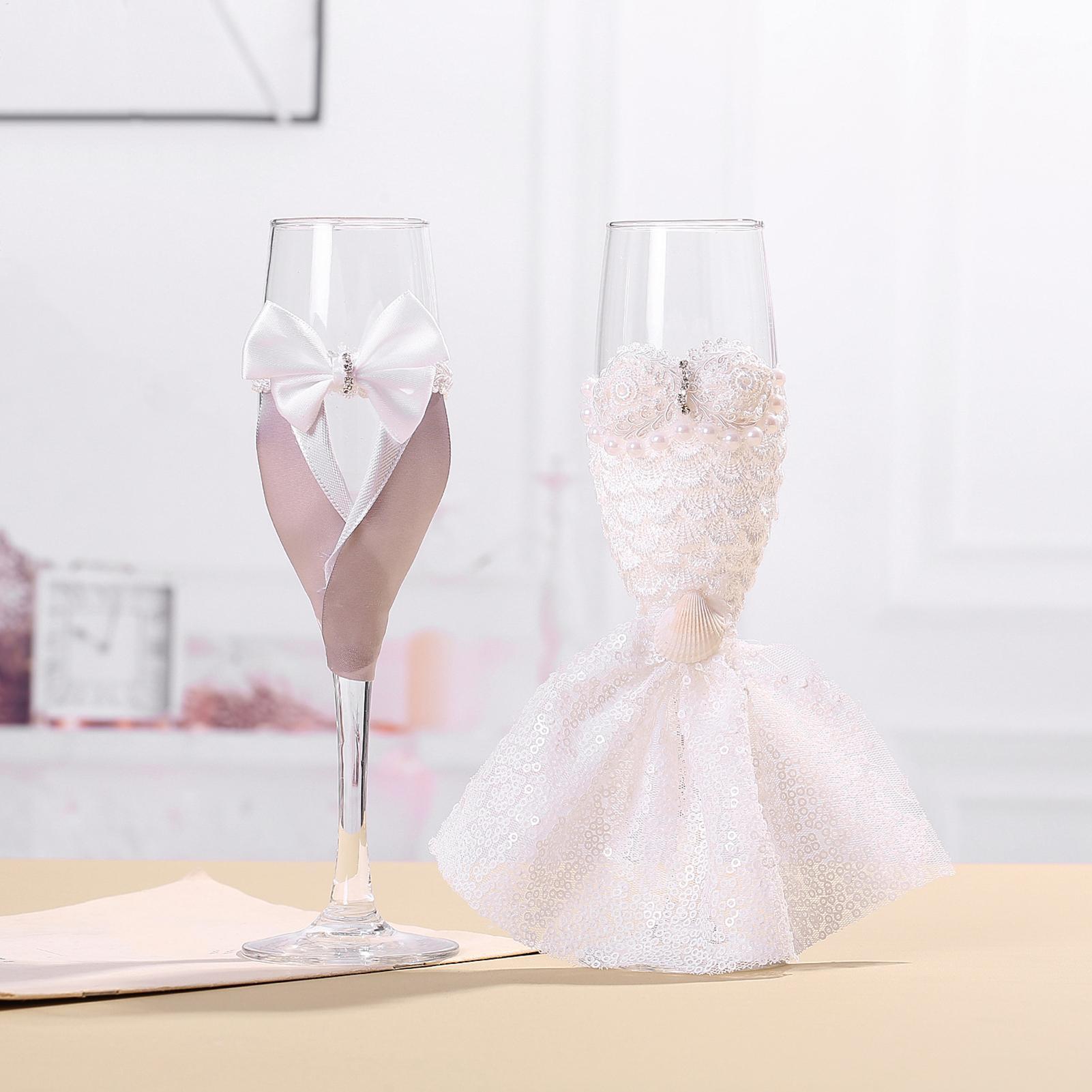 Óculos de noiva e noivo, 1 par - Champagne Flute Pair avaliação e preço