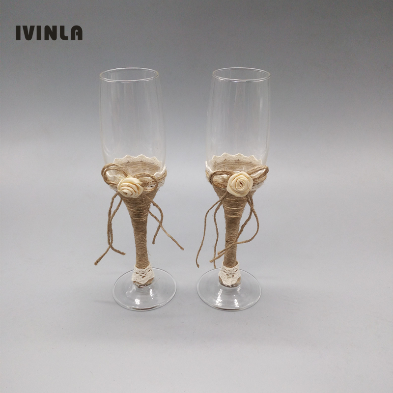 Venda quente 1 par rústico cas - Champagne Flute Pair avaliação e preço