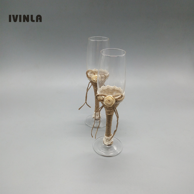Venda quente 1 par rústico cas - Champagne Flute Pair avaliação e preço